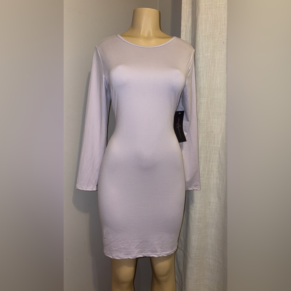 Elegant Lavender Long Sleeve Dress - Picture 4 of 5
